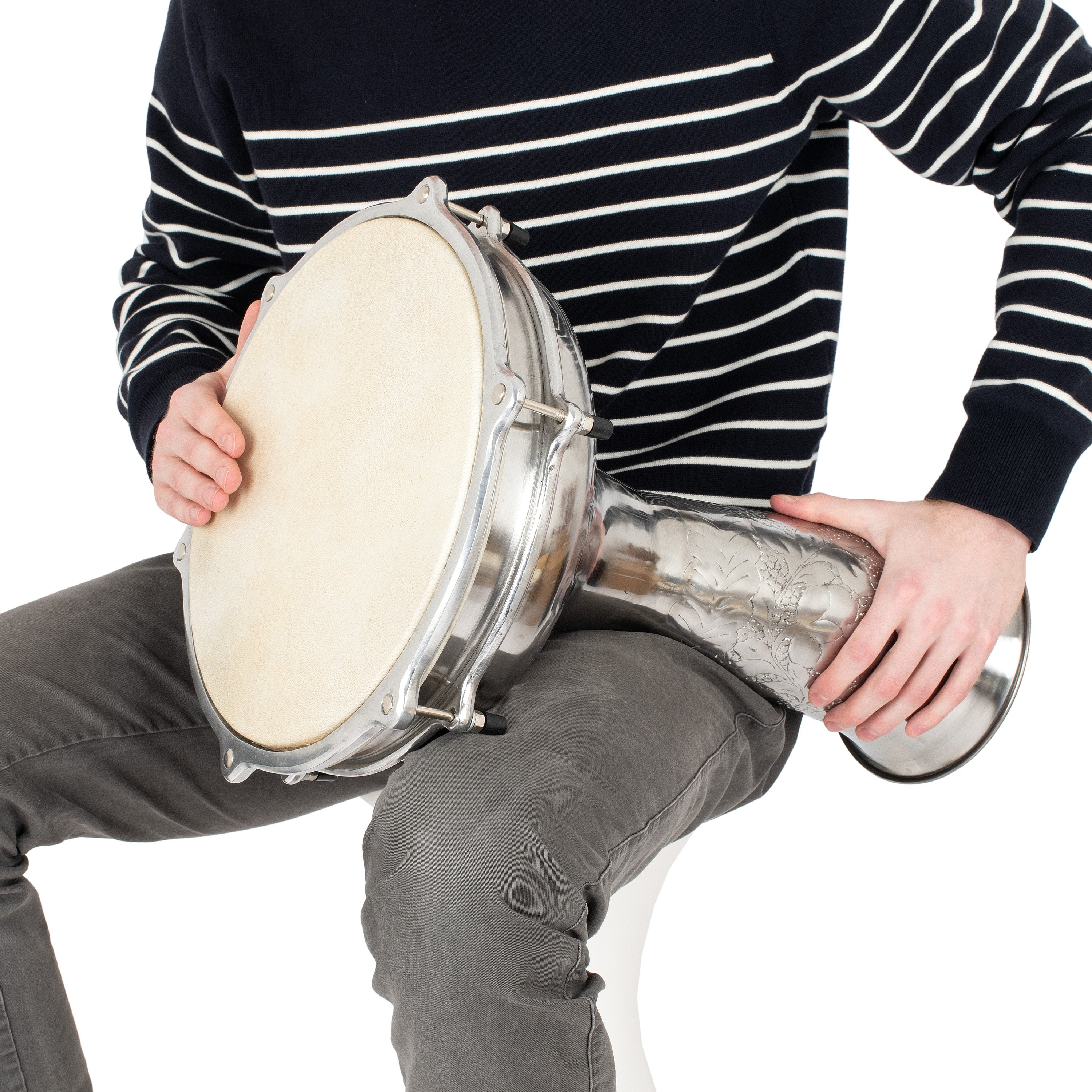 Percussion Plus embossed nickel doumbek – 12 inch