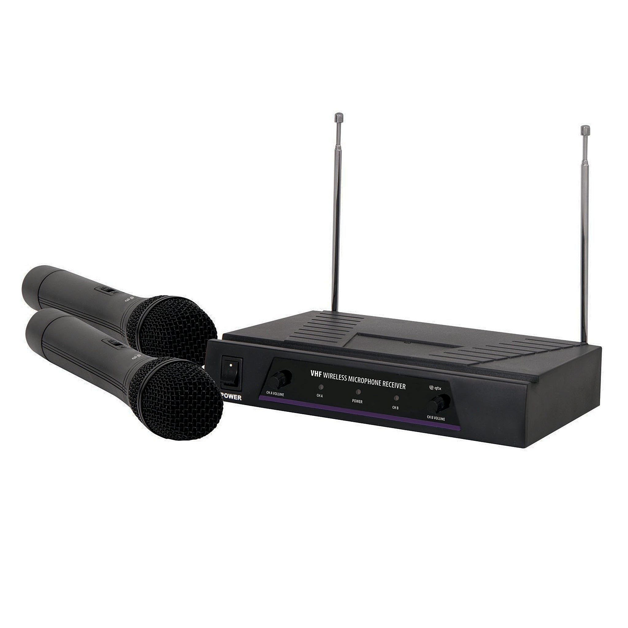 QTX VH2 dual handheld microphone VHF wireless system – 173.8MHz - 174.8MHz