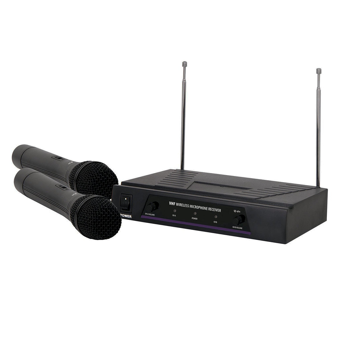 QTX VH2 dual handheld microphone VHF wireless system – 173.8MHz - 174.8MHz