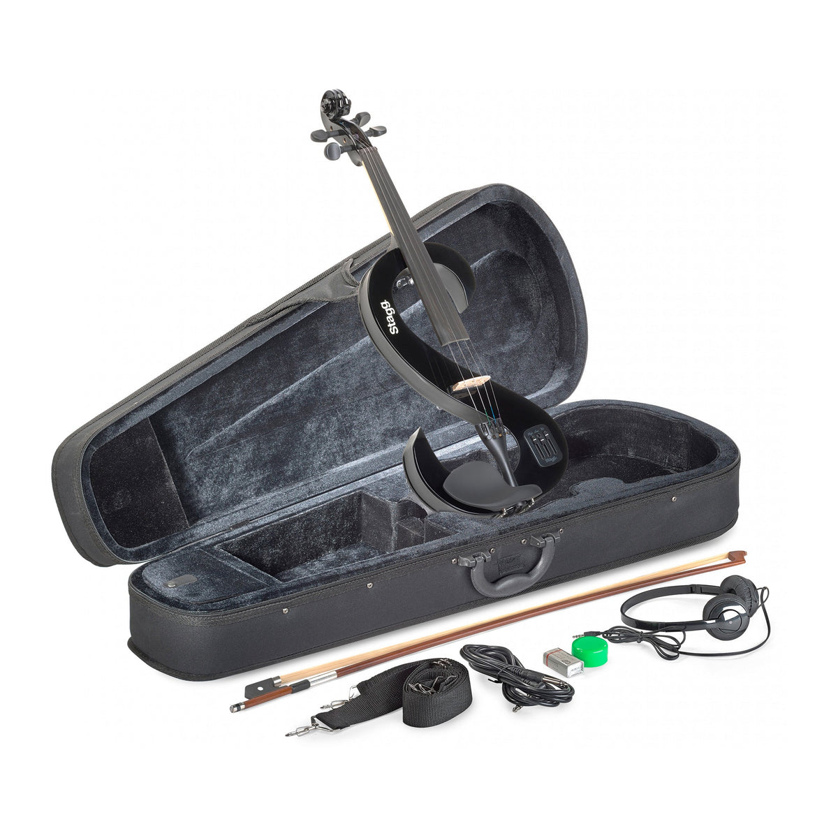 Stagg 4/4 s-shaped electric violin outfit – Black