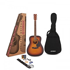 Yamaha F310II 4/4 dreadnought acoustic guitar pack in gloss – Tobacco brown sunburst