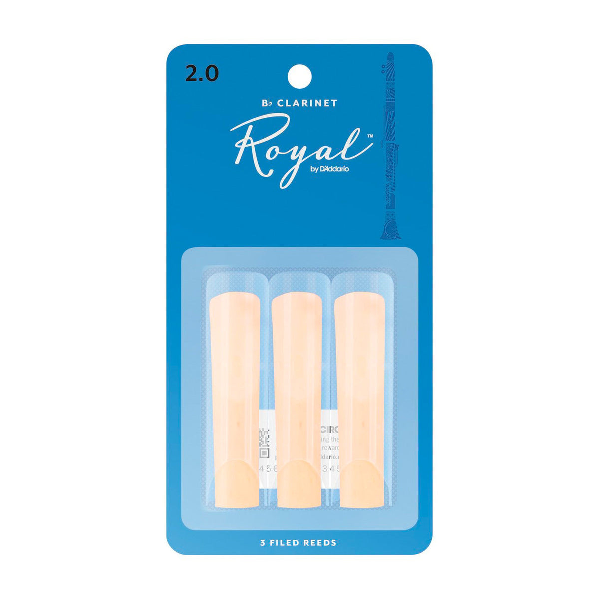 Rico Royal Bb clarinet reeds – 2.0 (card of 3)