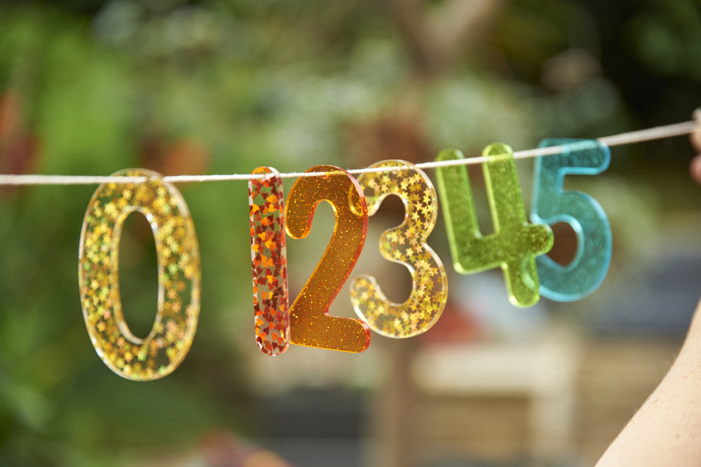 RAINBOW GLITTER NUMBERS, PK14