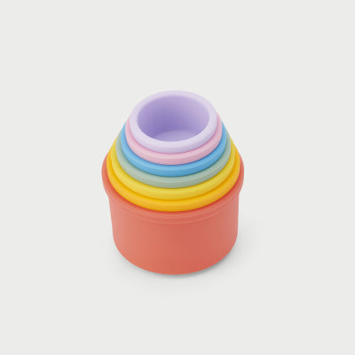 SILISOFT ROUND STACKING CUPS (RAINBOW), PK7