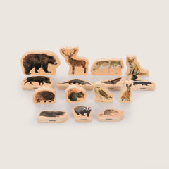 WOODEN FOREST ANIMAL BLOCKS , PK15