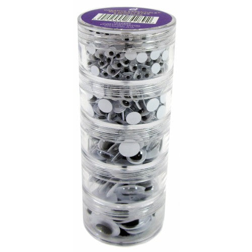 SCO WIGGLY EYES STACK PACK BLACK & WHITE 300PCS -Min Qty 6