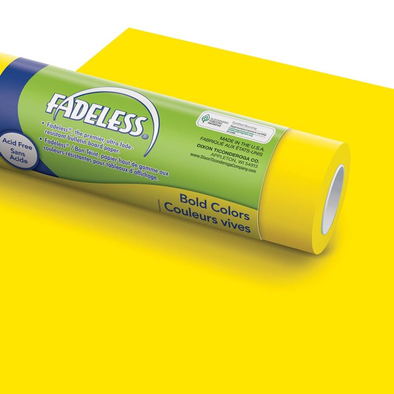 PAC FADELESS COLOURS DISPLAY PAPER ROLL 1218MMX15M CANARY 1PC -Min Qty 4