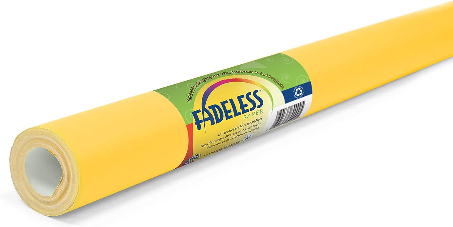 PAC FADELESS COLOURS DISPLAY PAPER ROLL 1218MMX15M DARK YELLOW 1PC -Min Qty 4