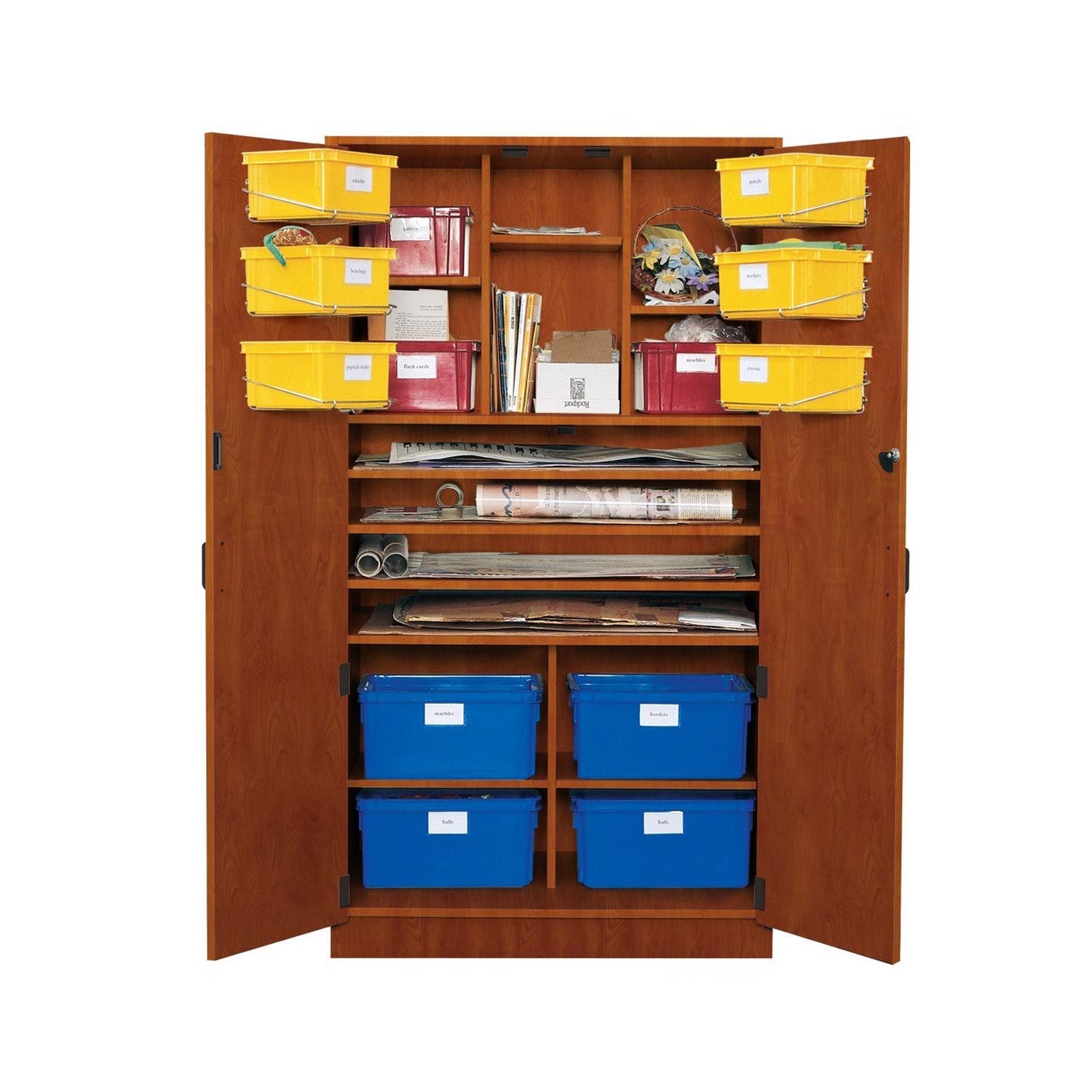 Wenger poster/teaching classroom storage cupboard - Cherry finish