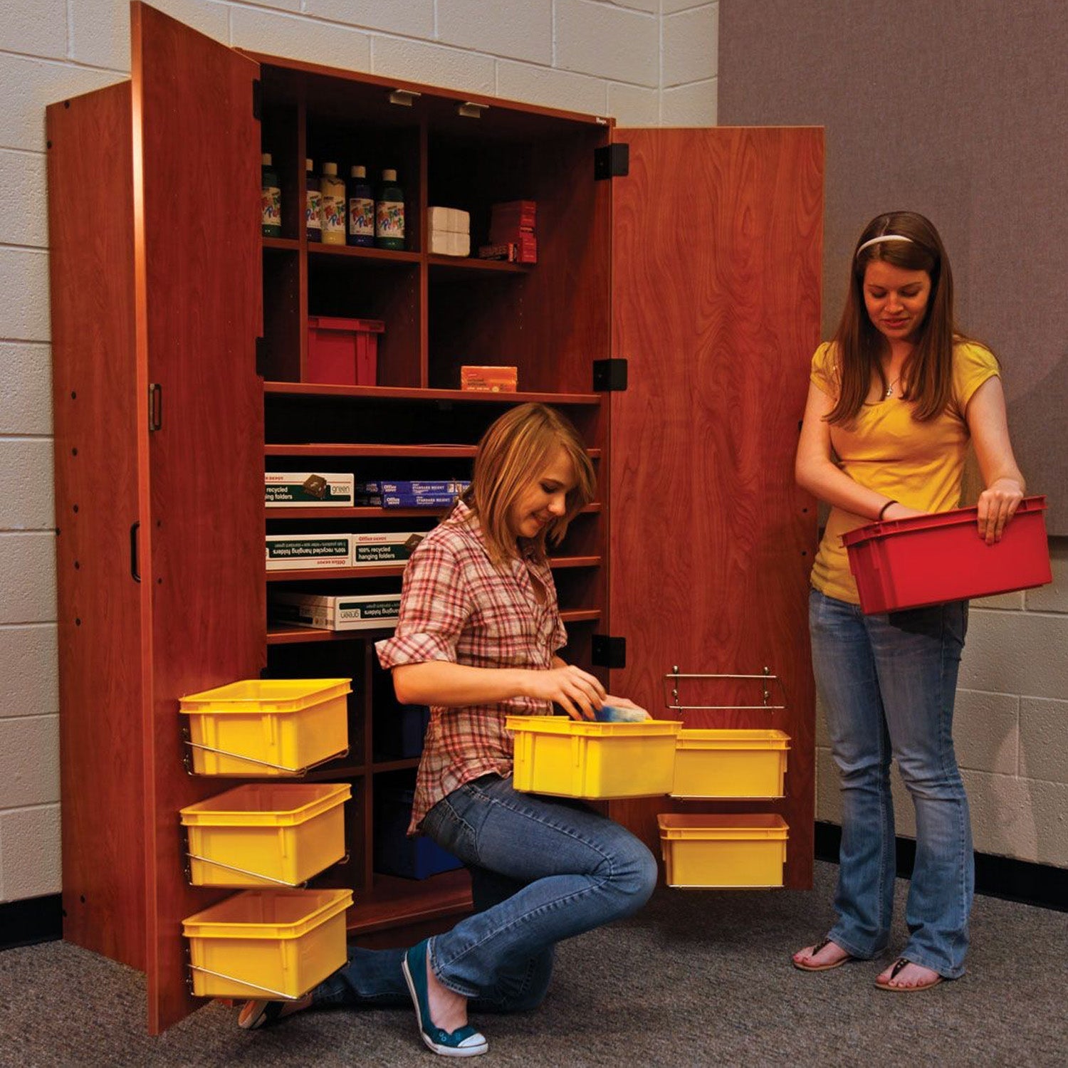 Wenger poster/teaching classroom storage cupboard - Cherry finish