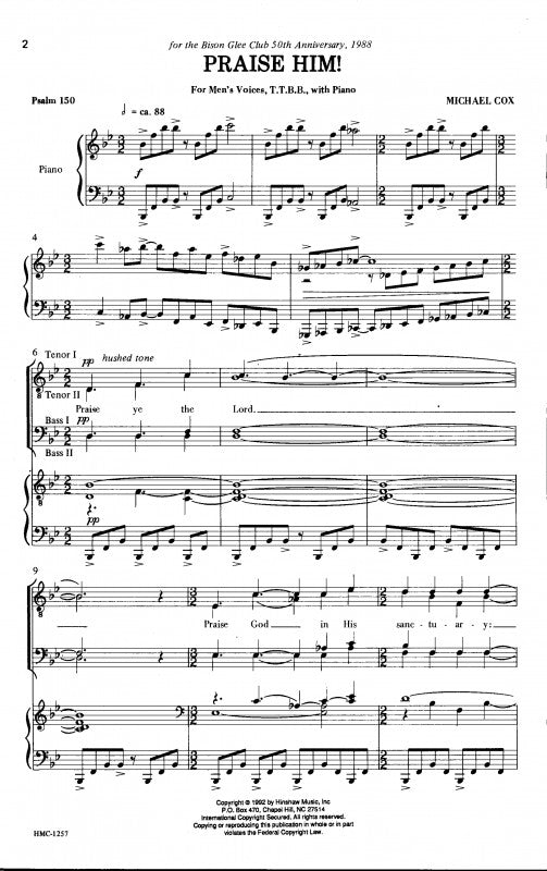 Cox - Praise Him - TTBB