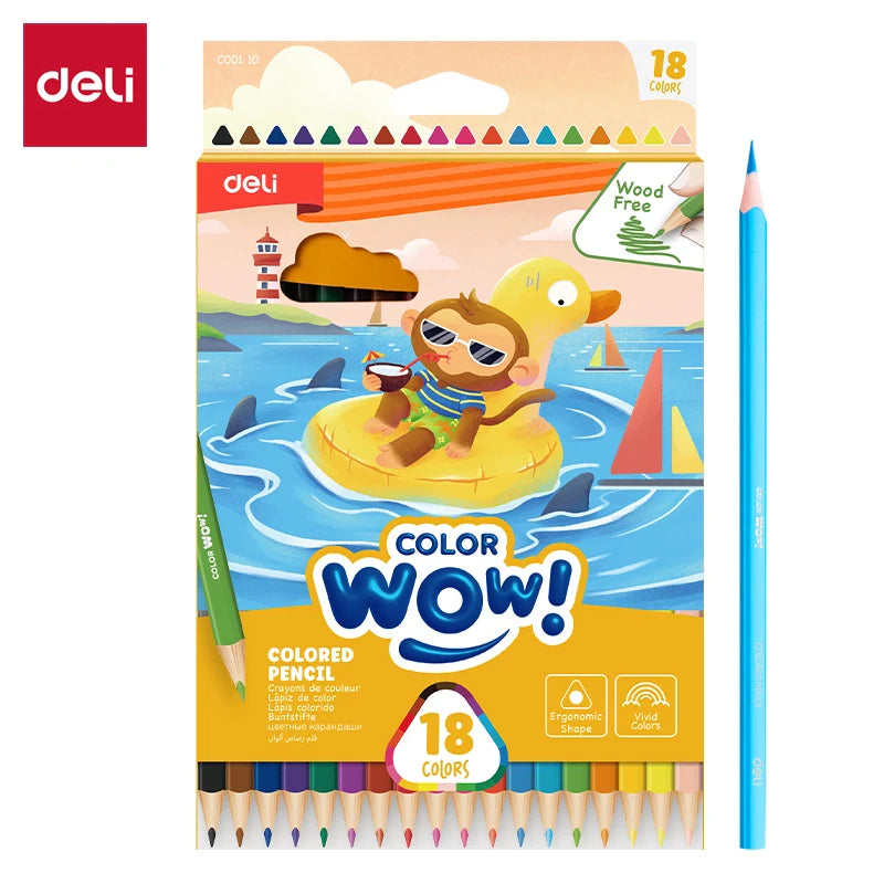 DELI PLASTIC COLORED PENCIL 18 COLORS