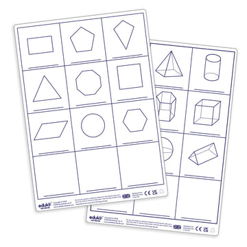 Dry Erase Pupils 2D-3D Shape Boards - New , pack of 30