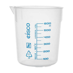 Beakers, Transparent PP, Printed Graduations, 500ml  (Pack of 10)