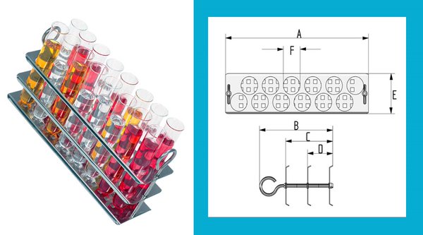 Stainless Steel Test Tube Rack for Clifton Water Baths - 26 Holes x 17mm Diameter