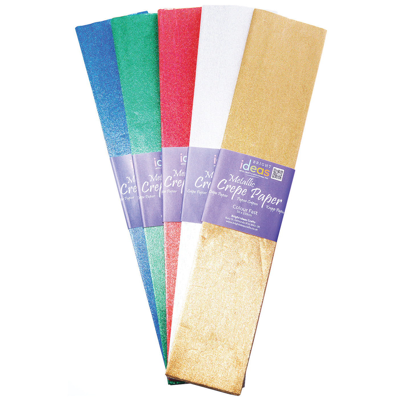 Paper Crepe 50 X 250Cm Metlc-Col Pk5
