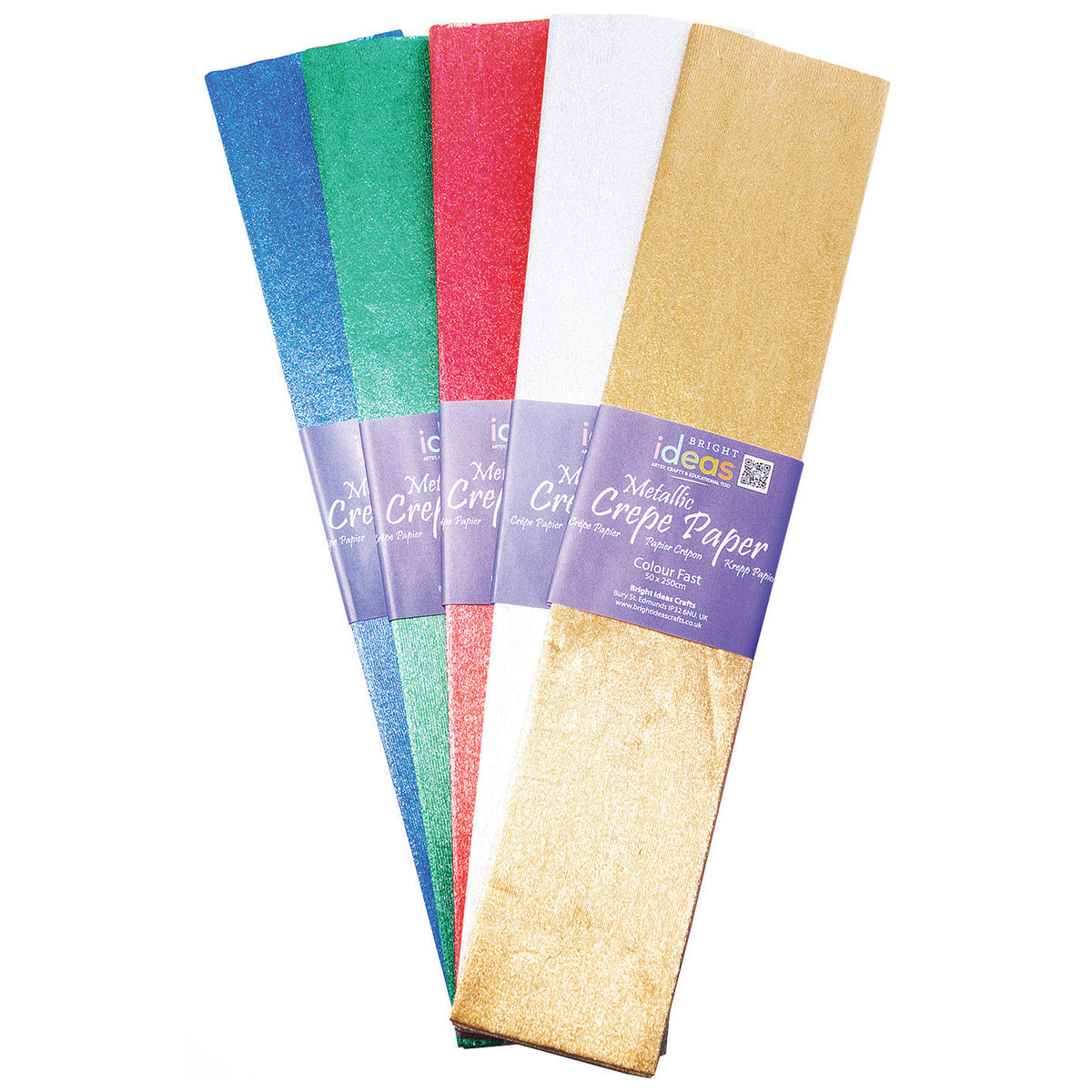 Paper Crepe 50 X 250Cm Metlc-Col Pk5