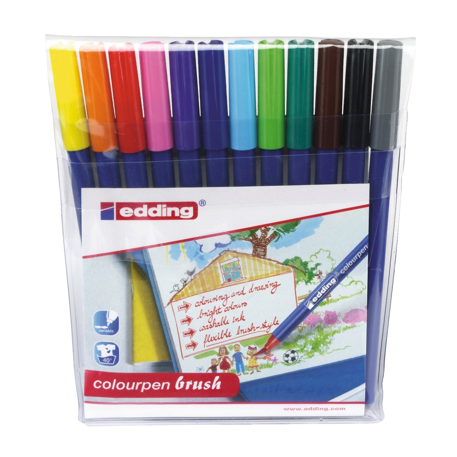 Colourpen Brush Fibre Asst-Col Pk12