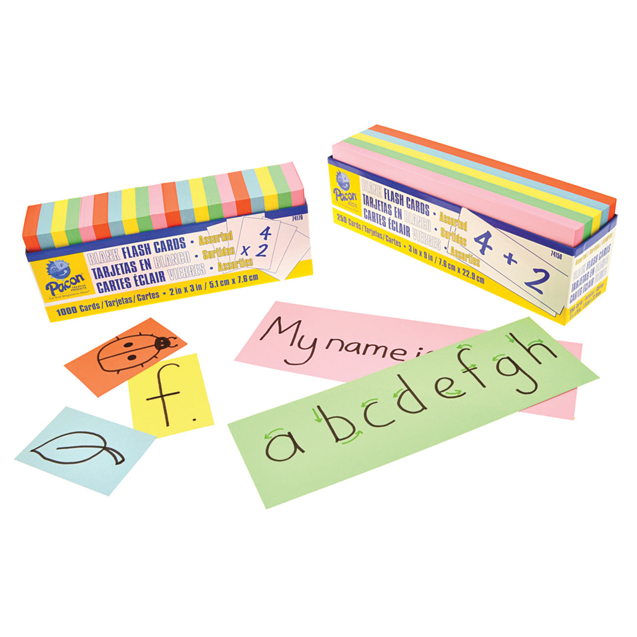 Flash Cards Large Ass.Colours Pk250