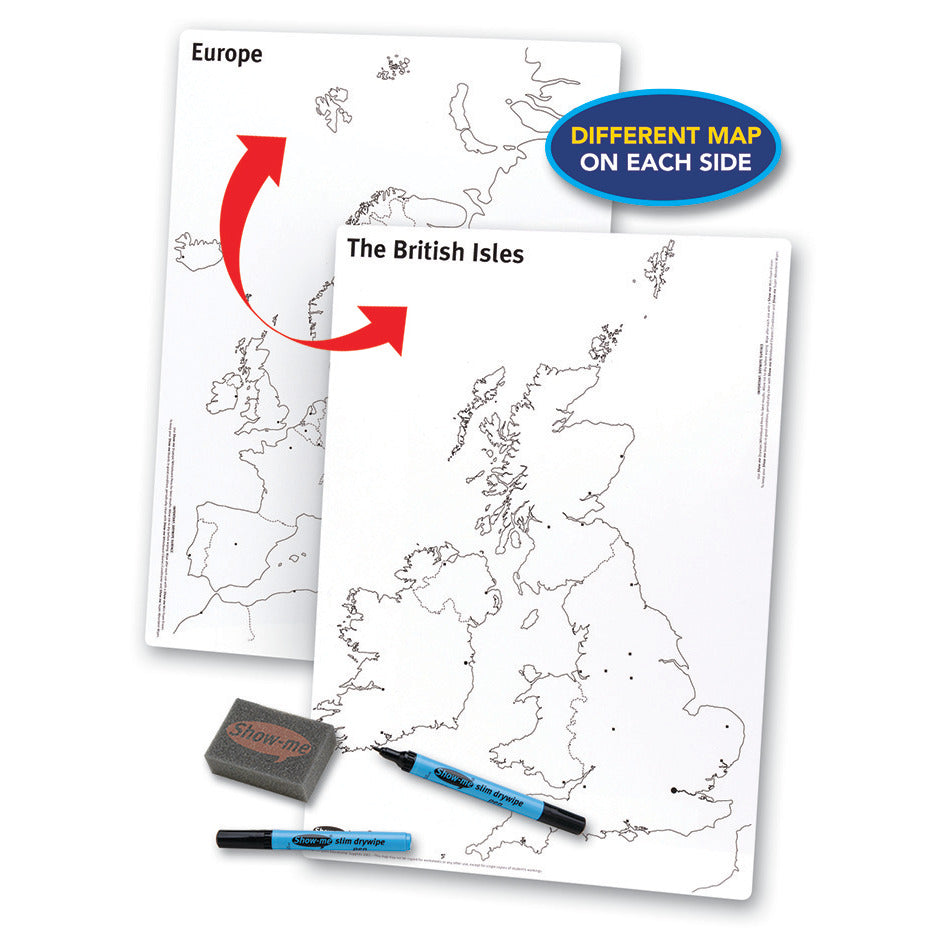 Uk-Europe Map Boards Pack Of 5 A3