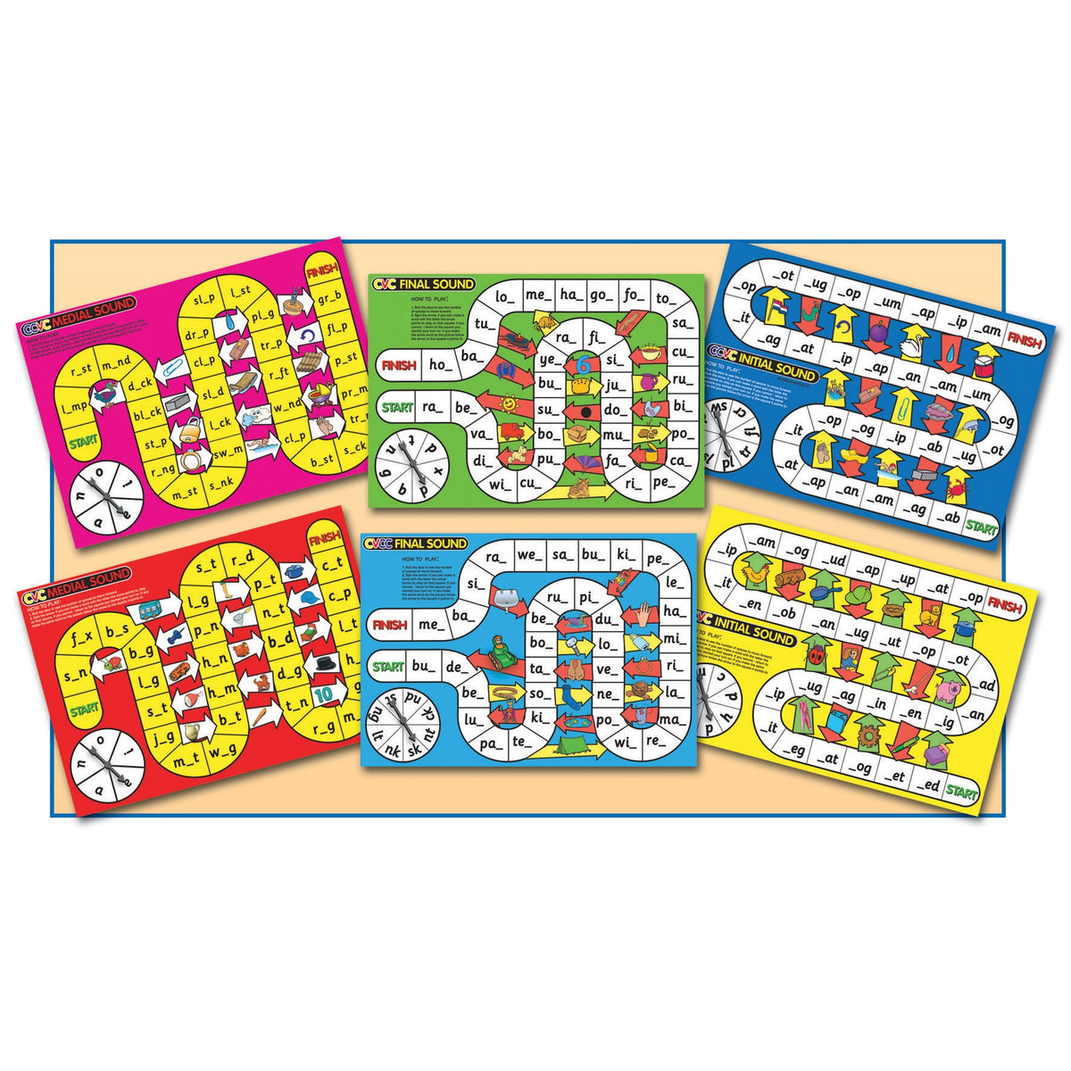 Cvc-Cvcc Spelling Board Games Set6