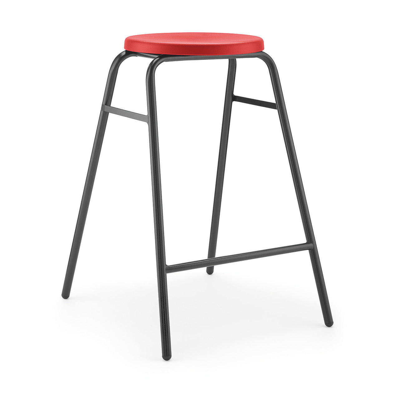 Round Stool Blk Fr 610Mm H Red