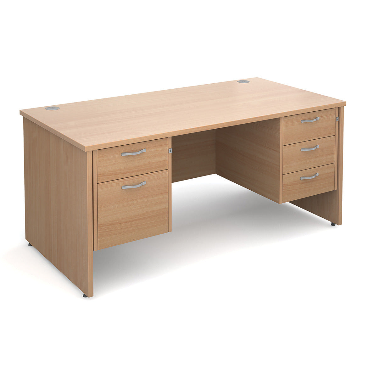 Rect Panel Desk 2+3 Draw 1600 Beech
