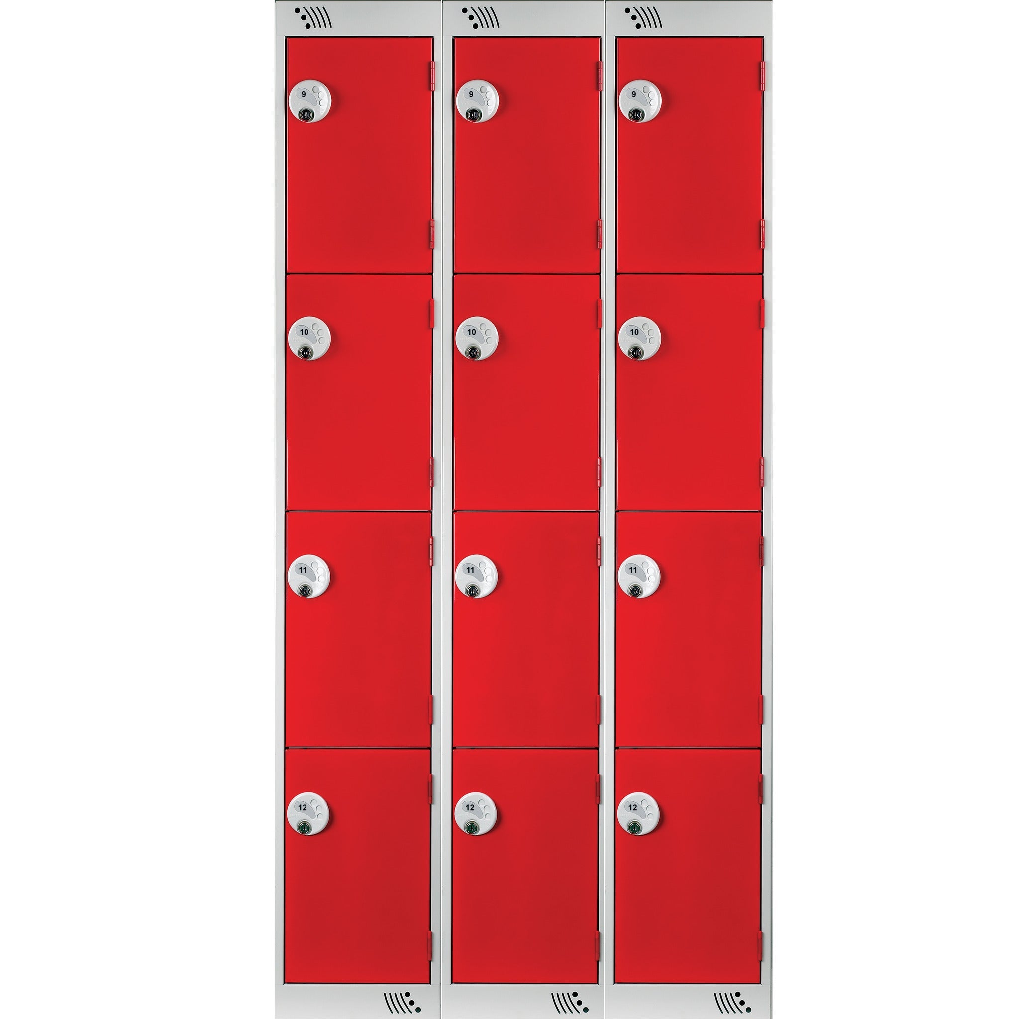 Locker 4Dr-3Nest K-Lock-Red Doors