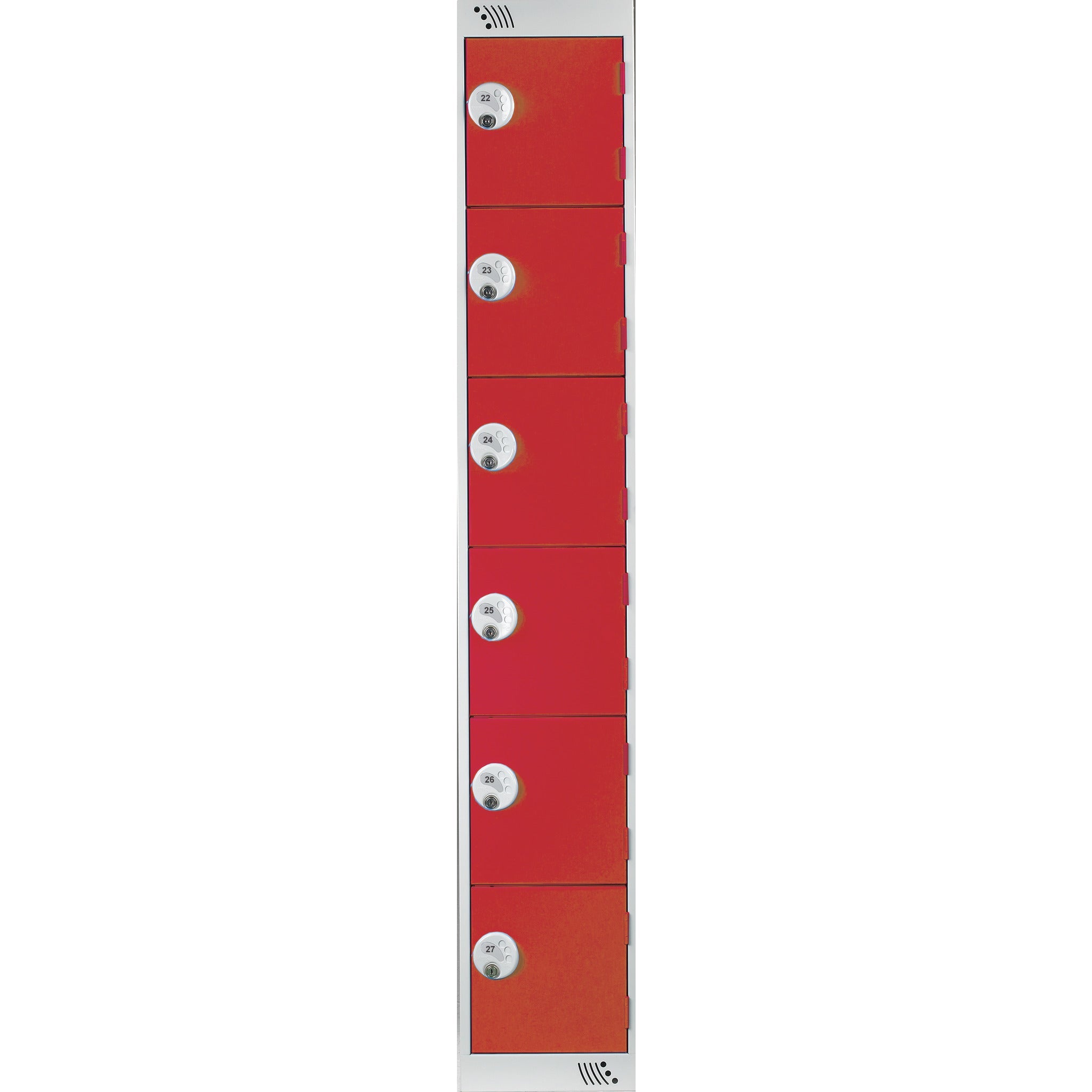 Locker 6Dr-1Nest K-Lock-Red Doors