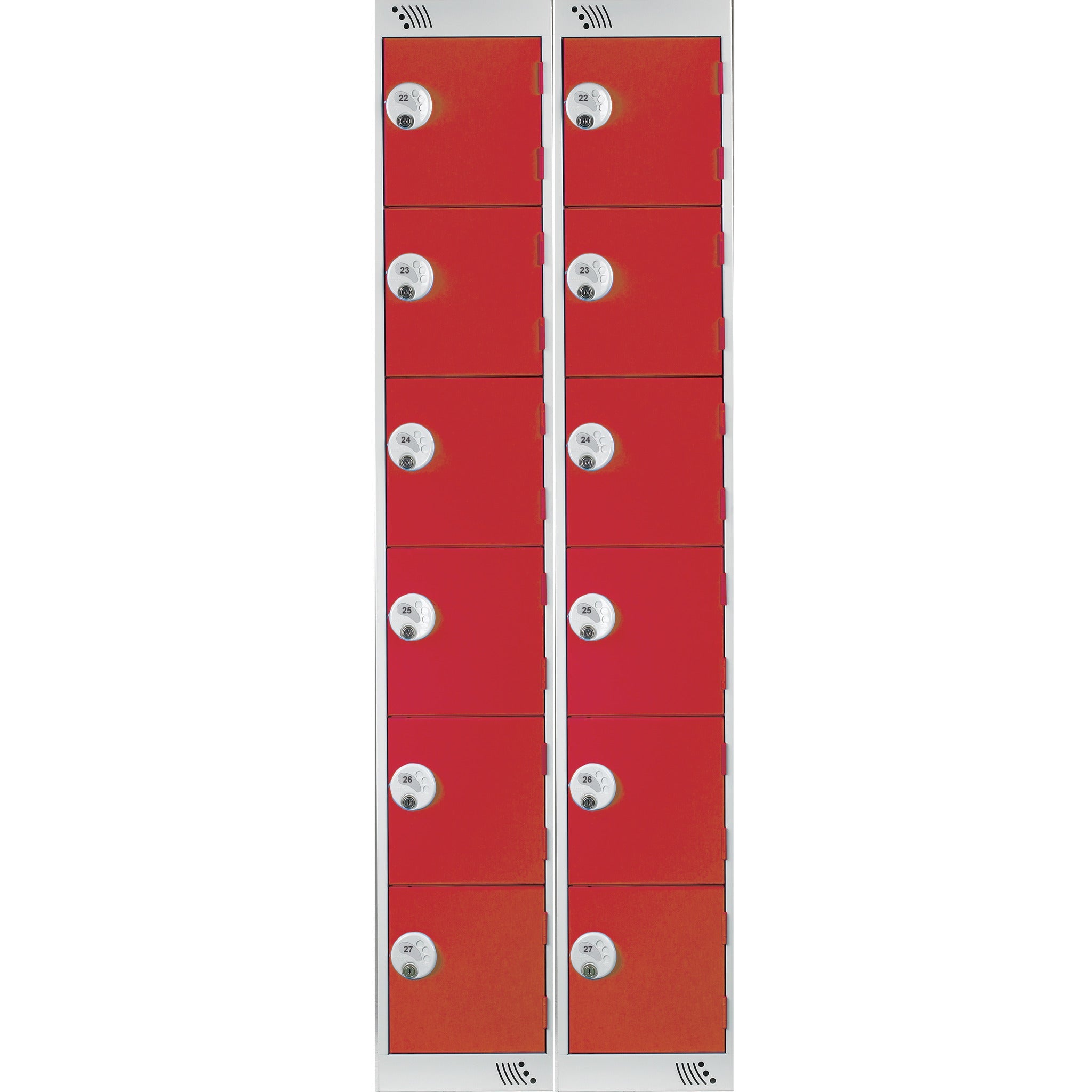 Locker 6Dr-2Nest K-Lock-Red Doors