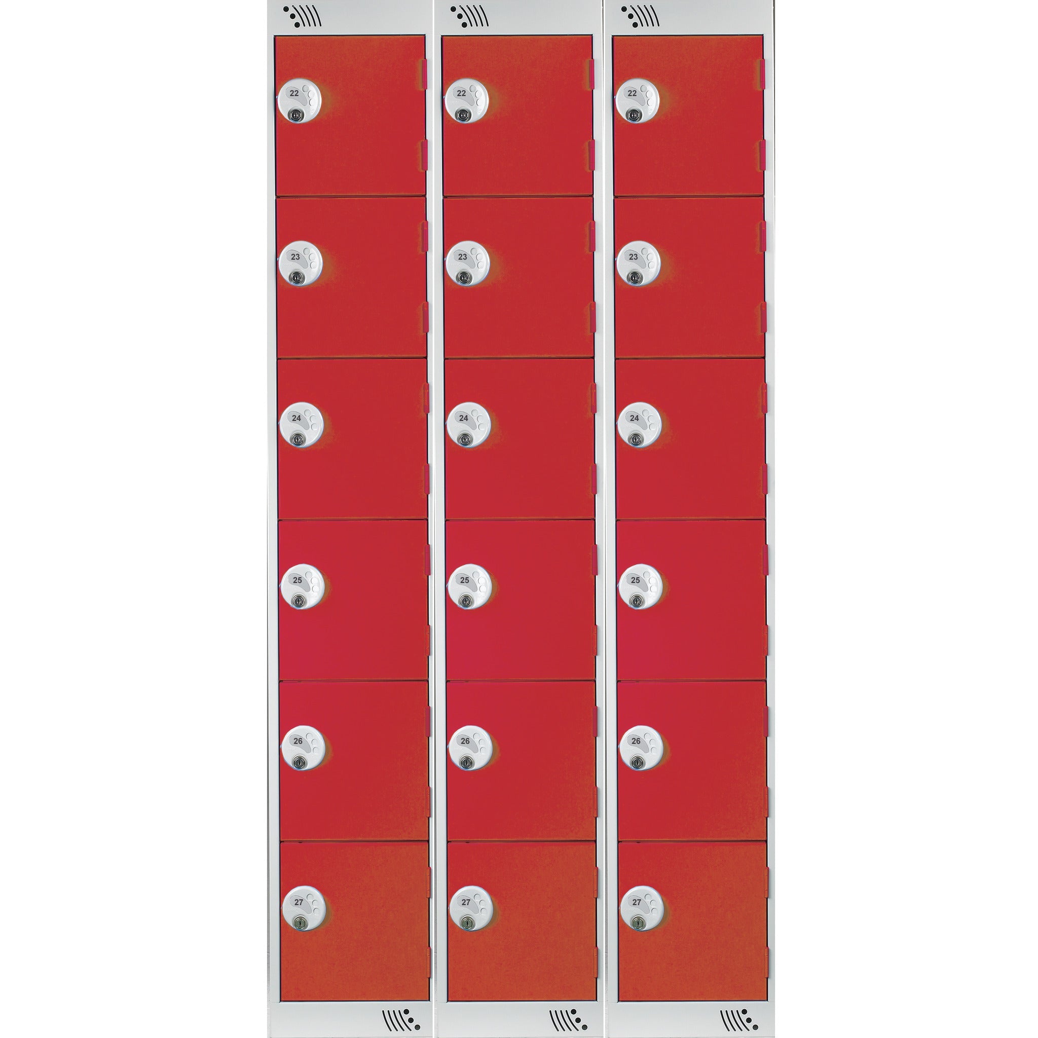 Locker 6Dr-3Nest K-Lock-Red Doors
