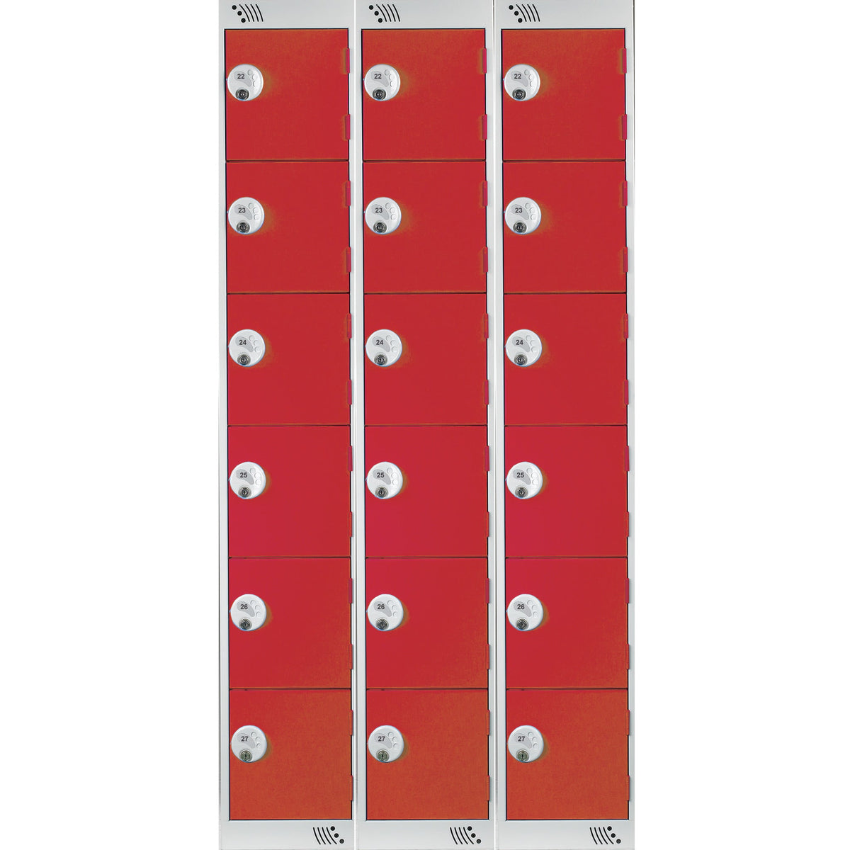 Locker 6Dr-3Nest K-Lock-Red Doors