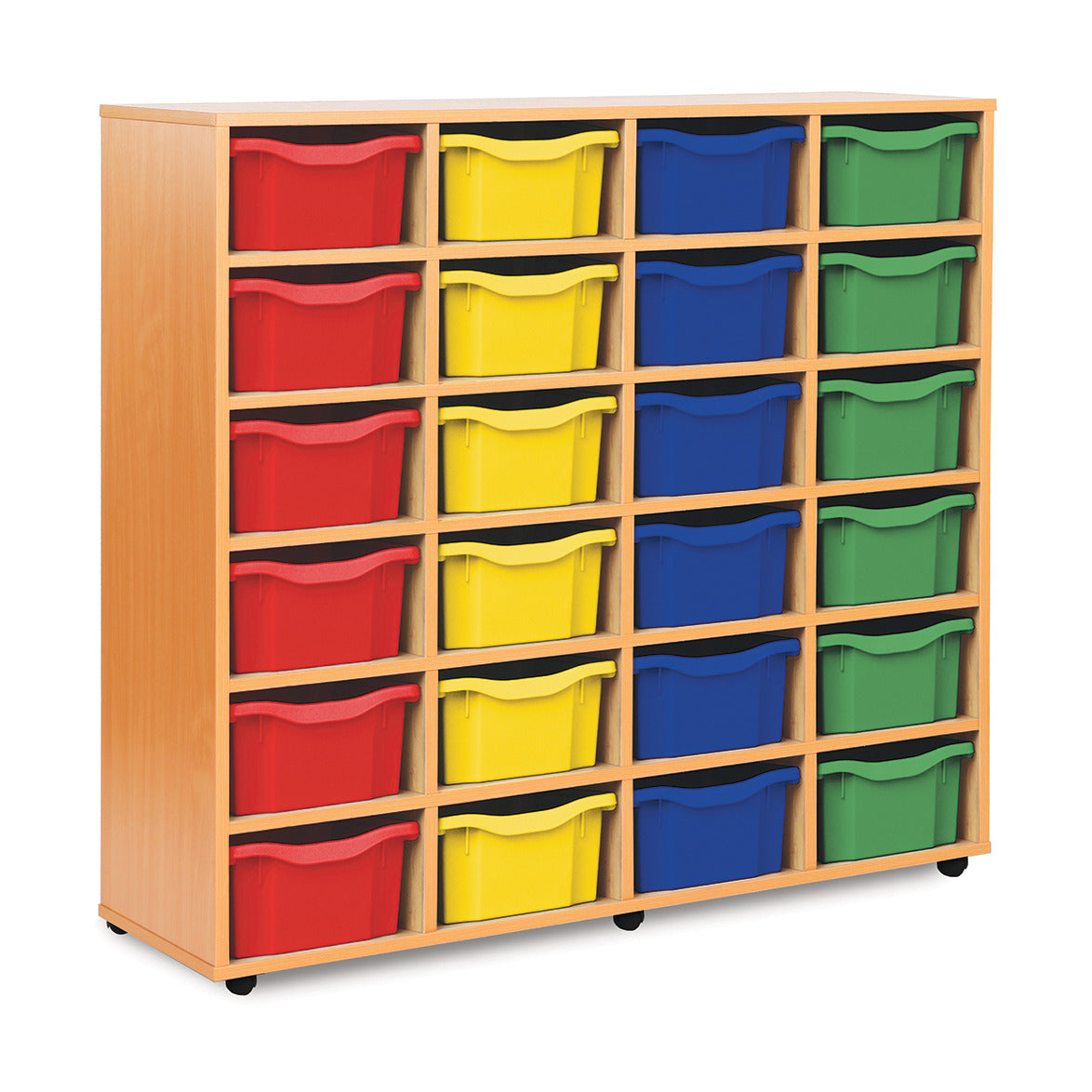 Mobile Deep Tray Unit 24 Trays Beech