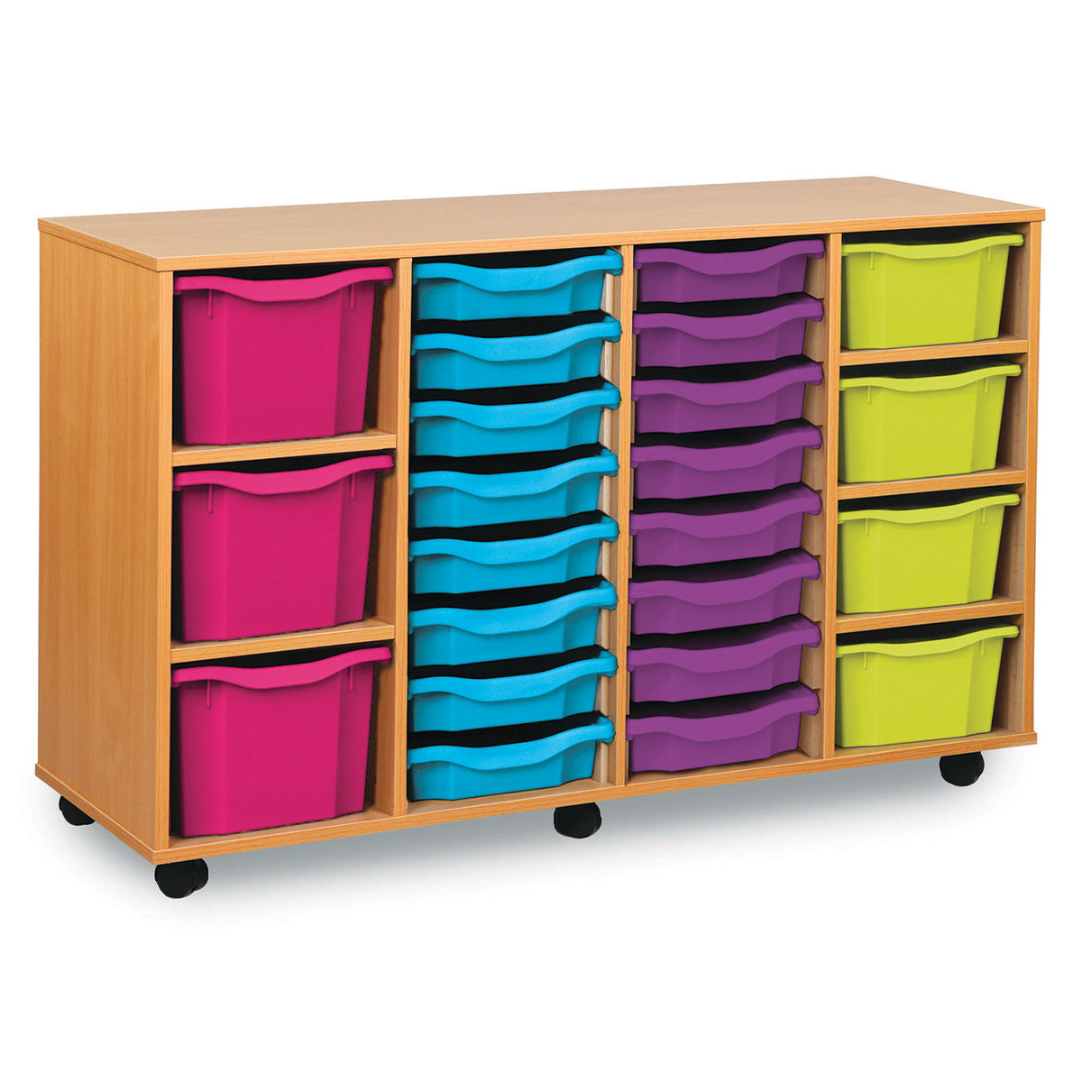 Mobile Tray Storage Unit Beech