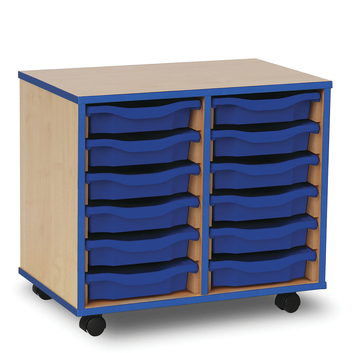 Mobile Tray Unit 12 Shallow Blue