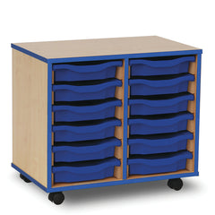 Mobile Tray Unit 12 Shallow Blue