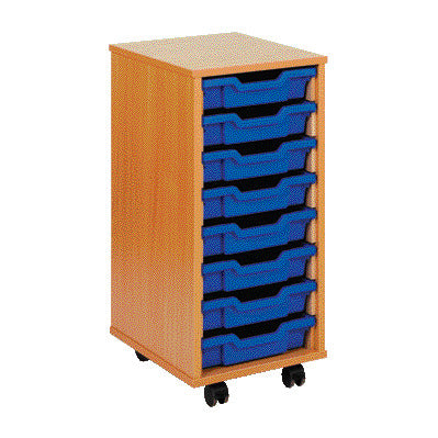 S-Column Mobile 8 Tray Unit Beech