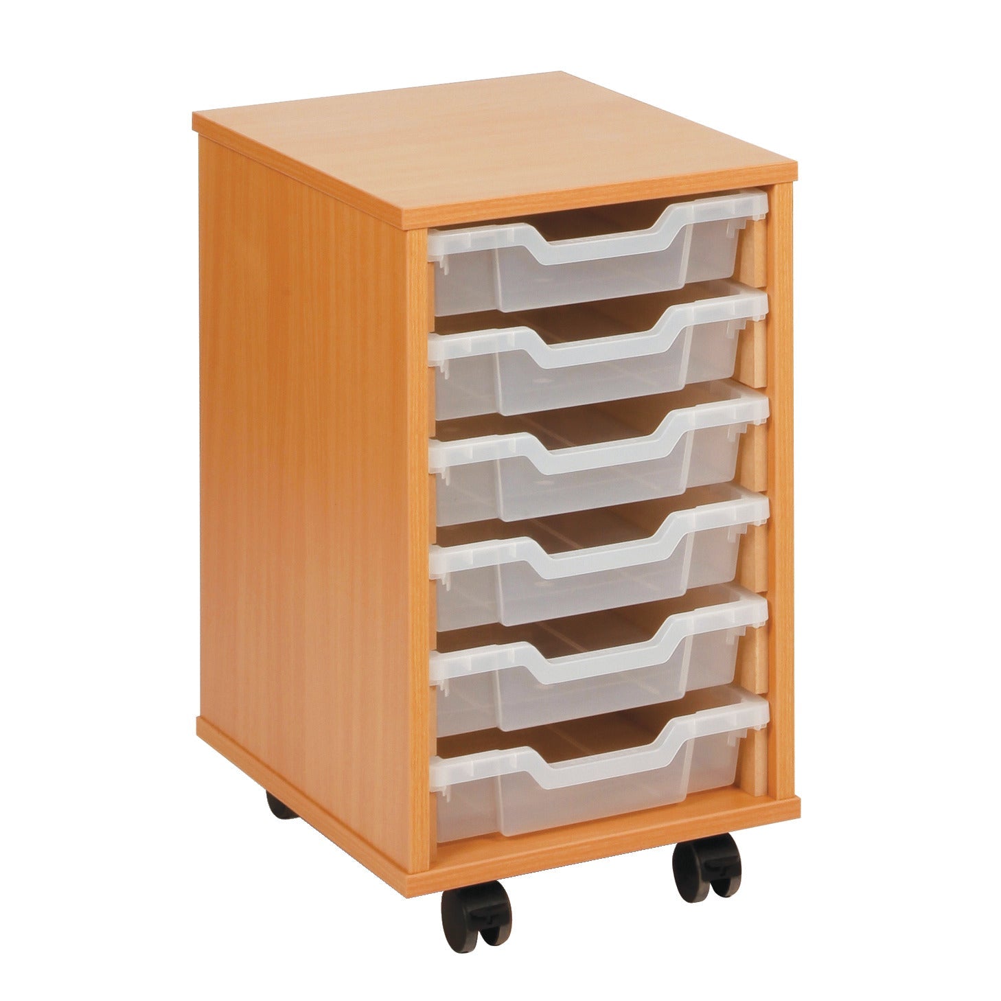 S-Column Mobile Tray Unit Beech