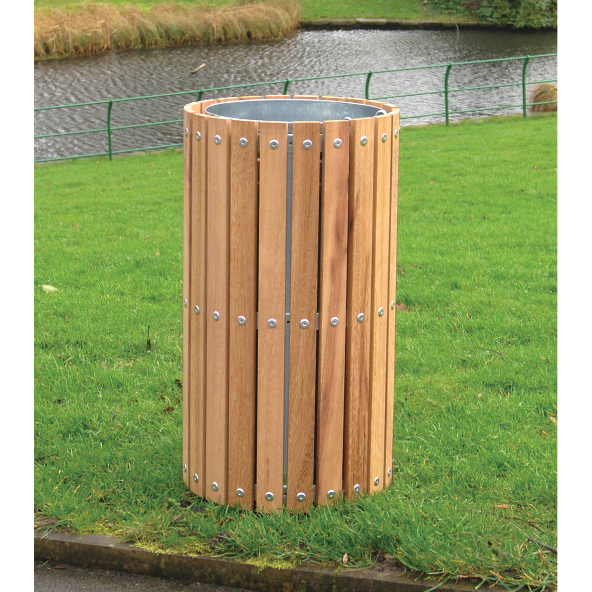 L-Bin Circular Timber Slatted 52L
