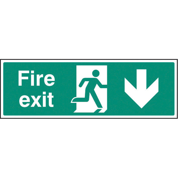 Sign Fire Exit S-A Down Arrow