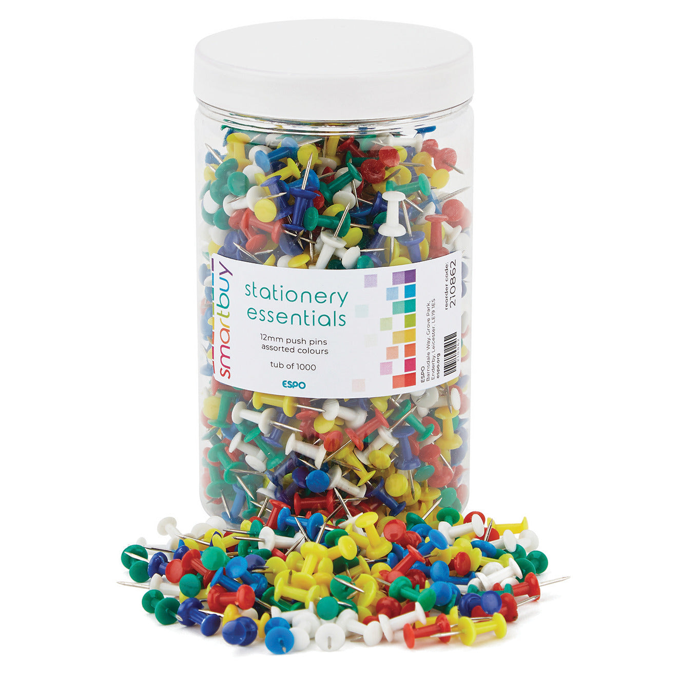 Push Pin Ast-Col12Mm Smbuy Tub1000