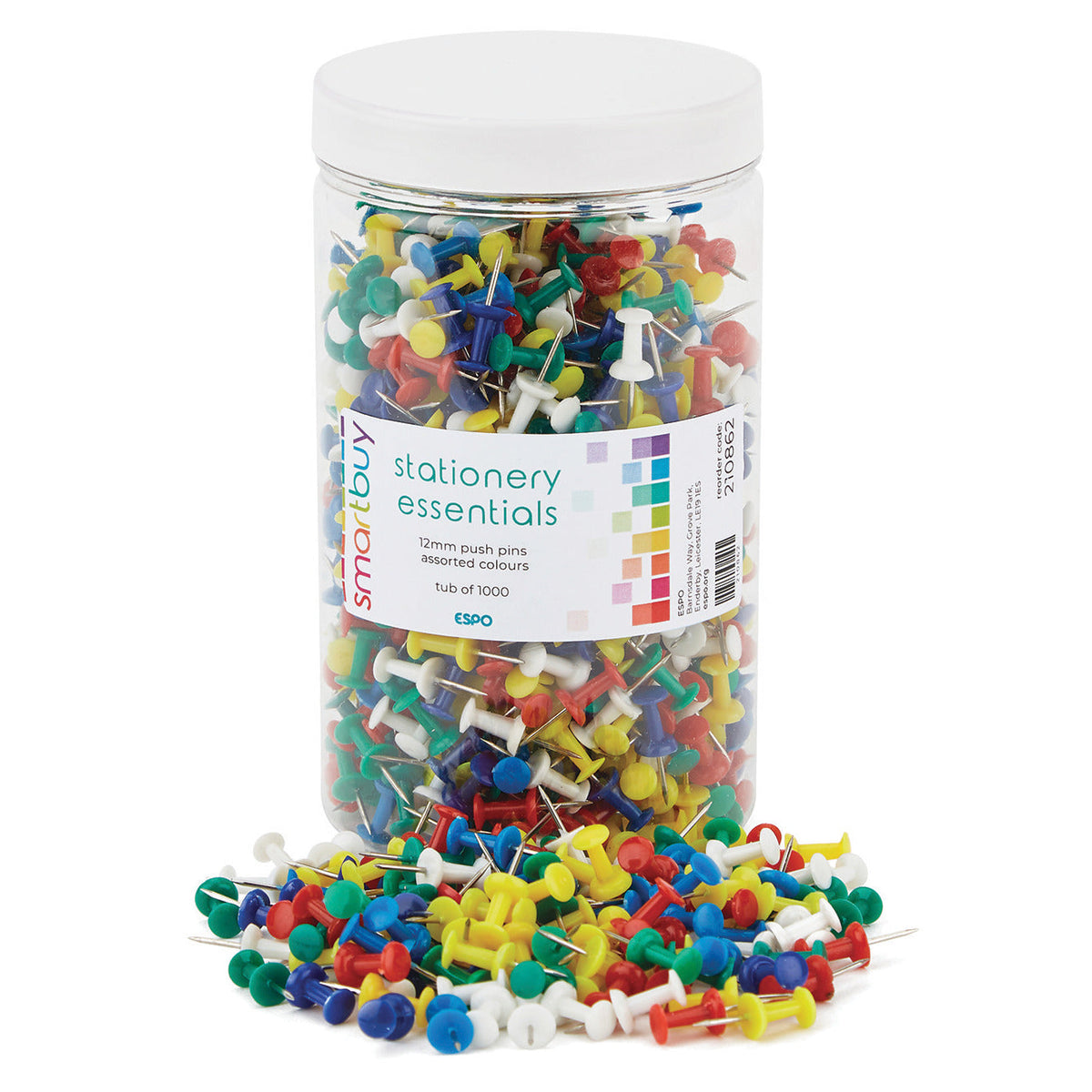 Push Pin Ast-Col12Mm Smbuy Tub1000