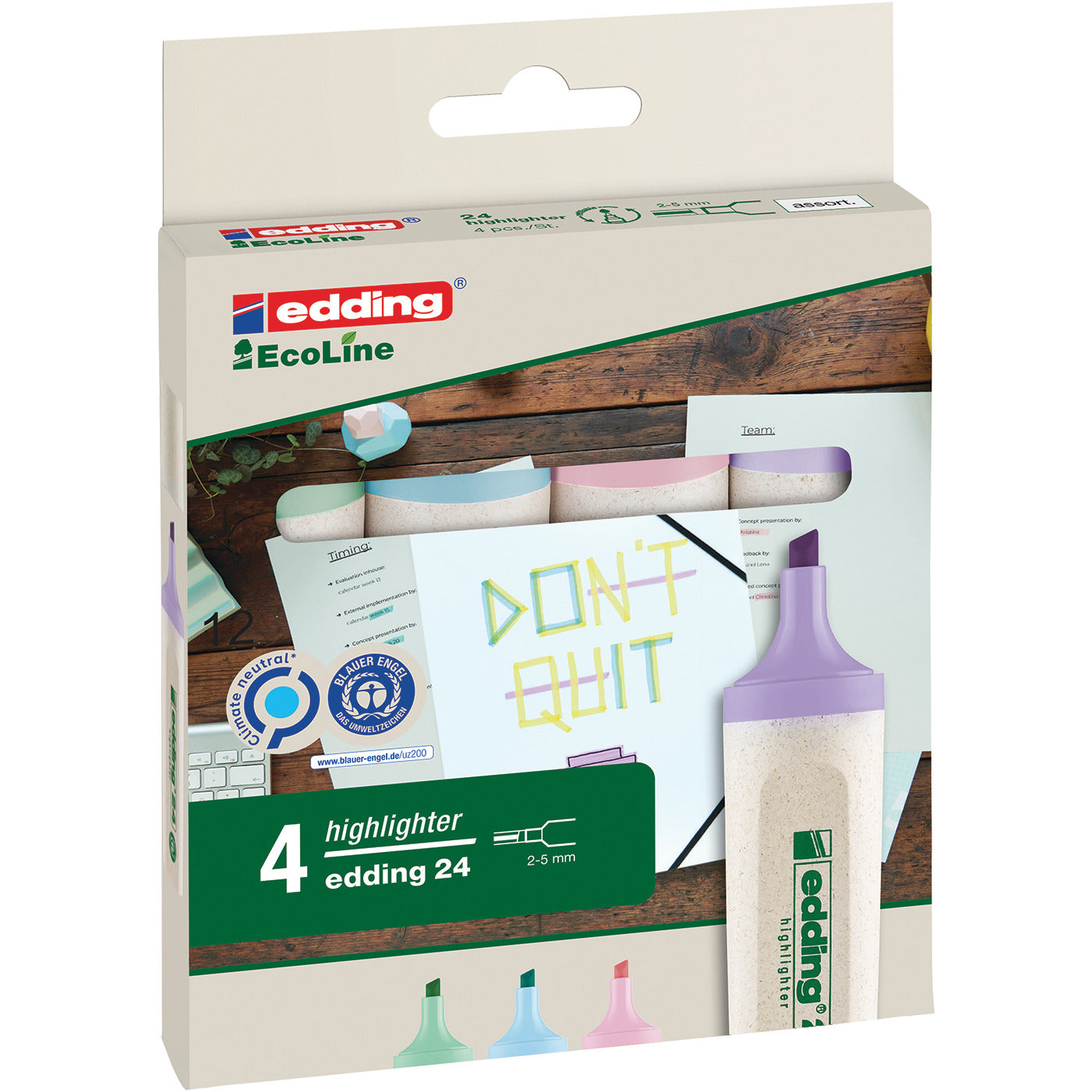 Edding Eco Highlighters Pastels Pk4