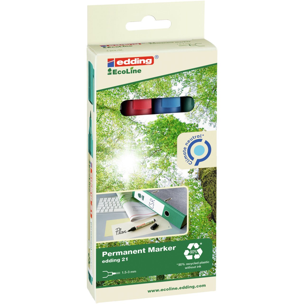Edding Ecoline Perm Marker Astd Pk4