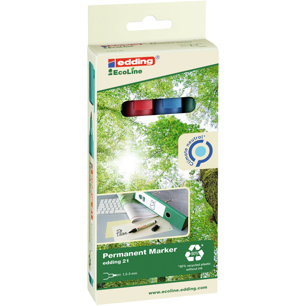 Edding Ecoline Perm Marker Astd Pk4