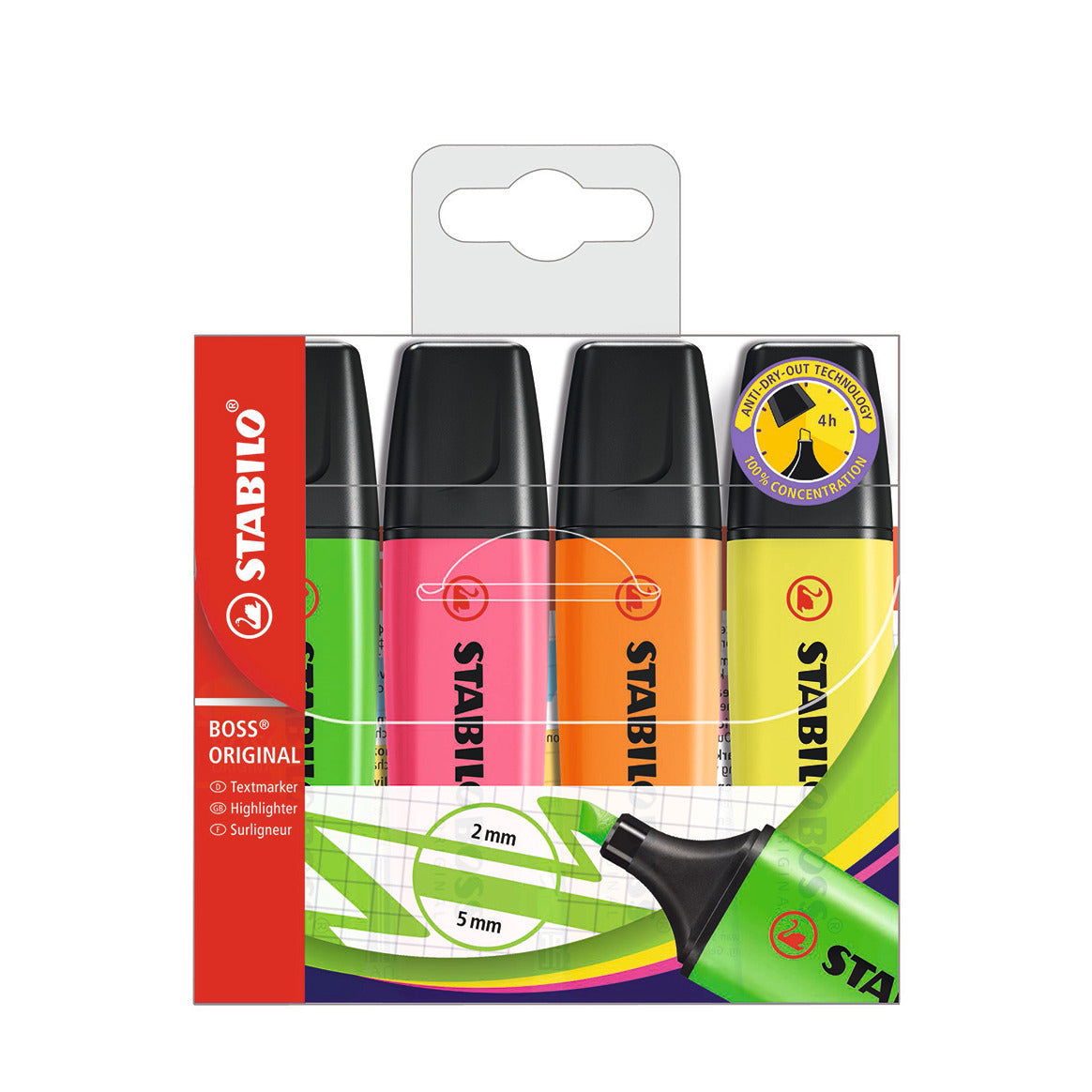 Highlighter Stabilo Boss Asstd Pk4