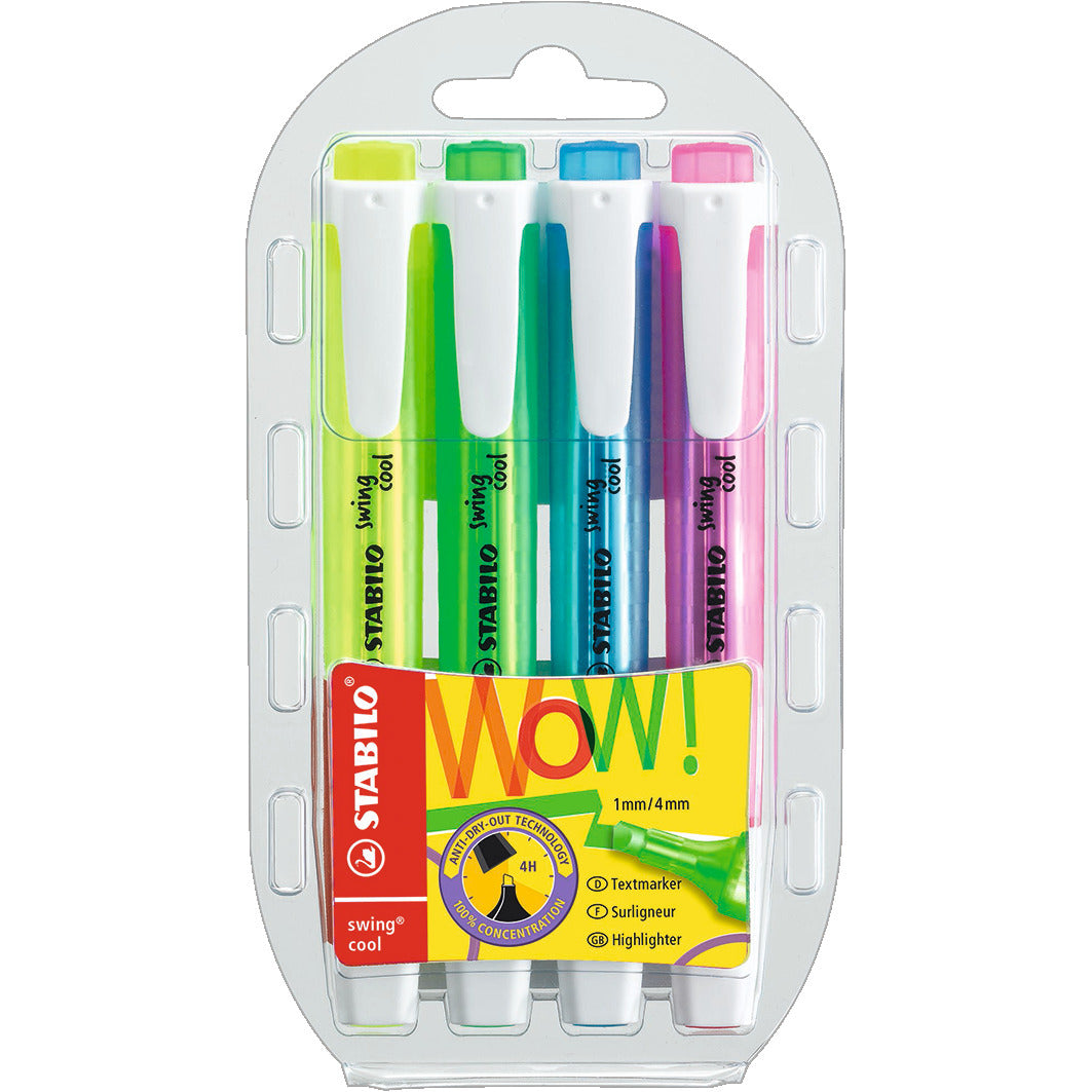 Highlighter Stabilo S-Cool Asst Pk4