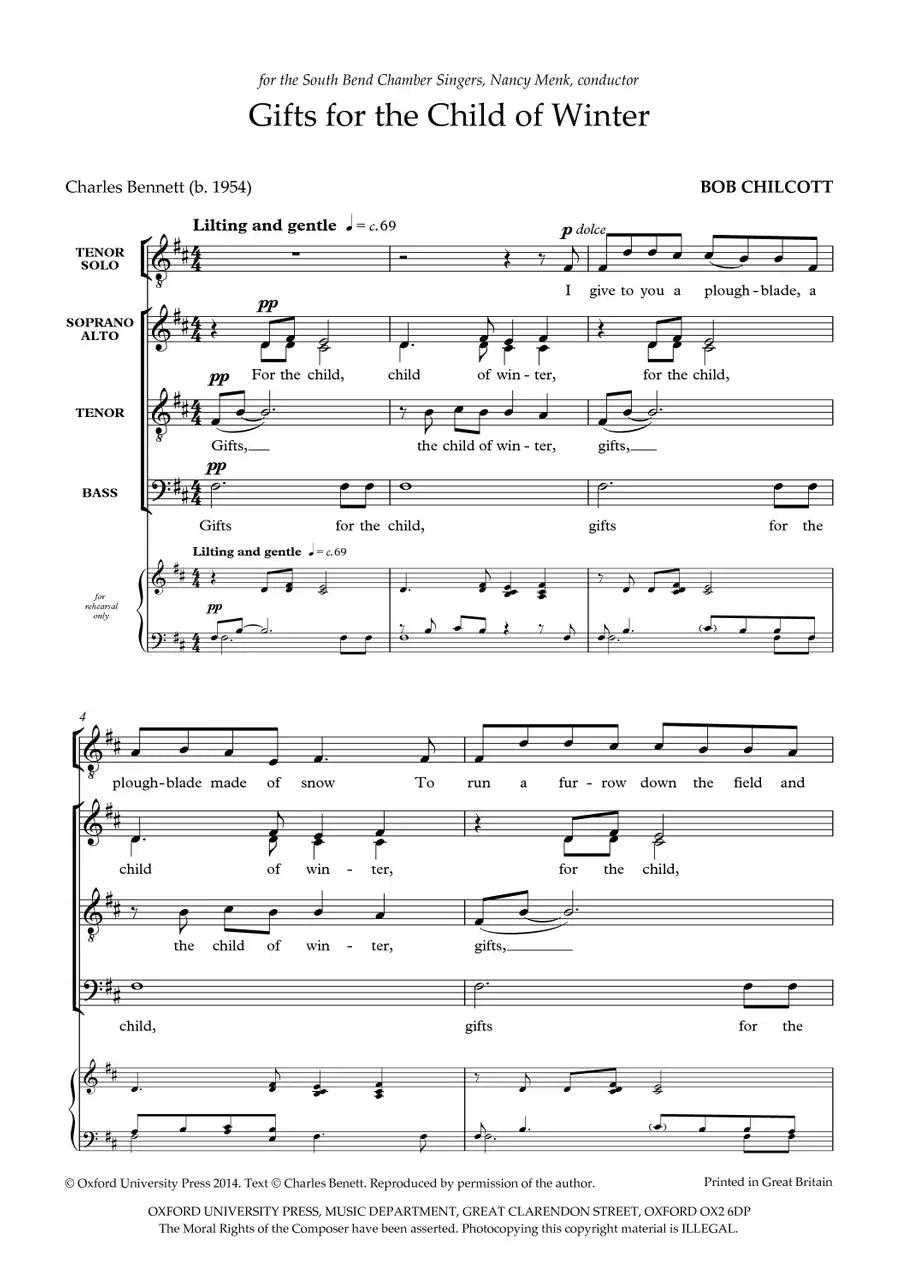 Chilcott Gifts for the Child of Winter: Vocal score