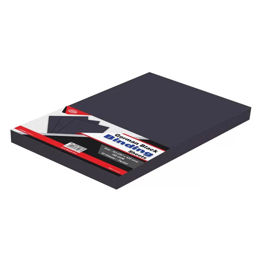 FIS BLACK BINDING SHEETS 180G A3(297X420MM) GERMAN ORIGIN, 50 Sheets