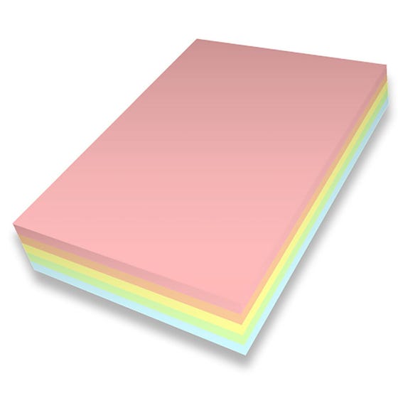 FIS COLOR PHOTOCOPY PAPER A5 80G, PASTEL ASST. 100 SHEETS